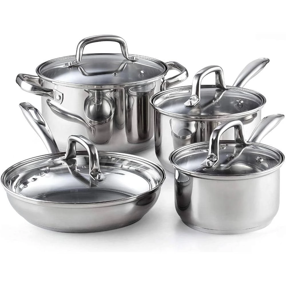 8-Piece Stainless Steel Cookware Set in Silver by Cook N Home