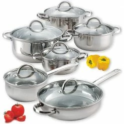 12-Piece Silver Cookware Set in Stainless Steel by Cook N Home