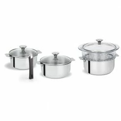 Tulipe 8-Piece Stainless Steel Sauce Pan Set by Cristel
