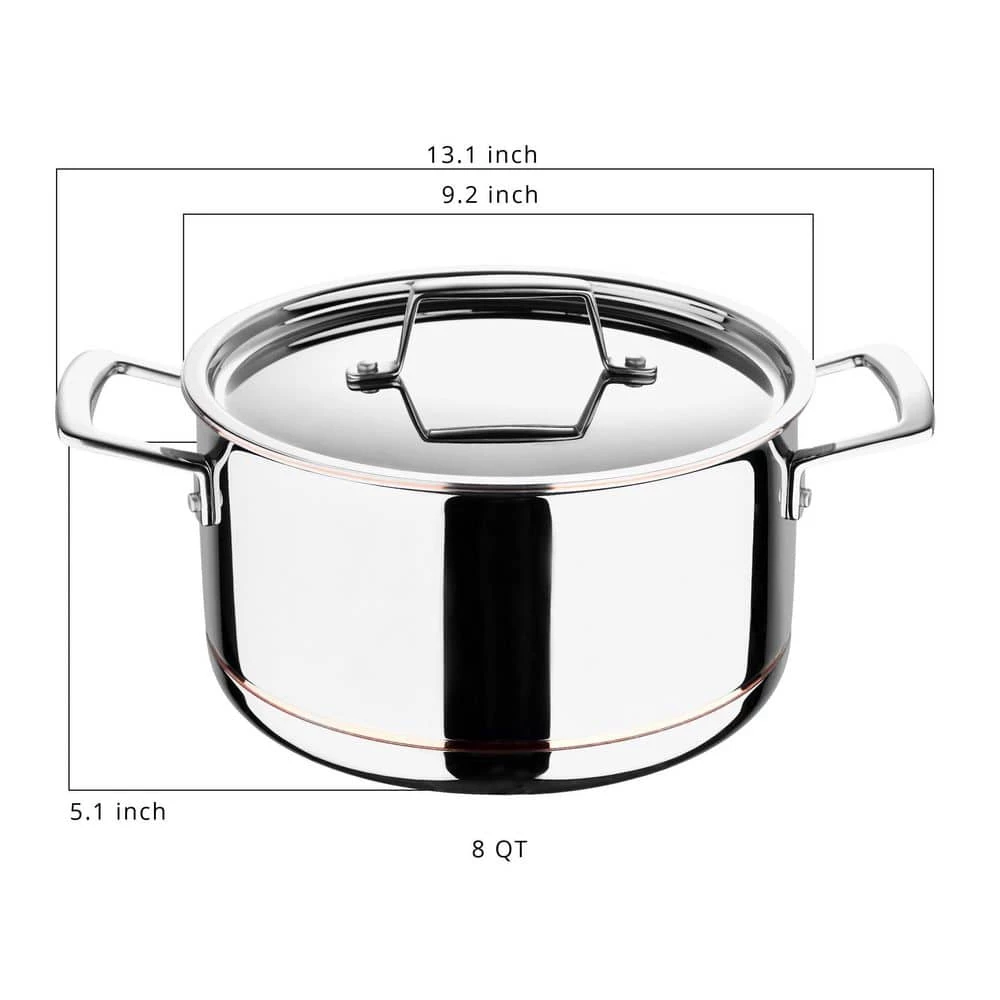 5CX 5 qt. Round Stainless Steel Dutch Oven with Lid by MasterPRO - Image 2