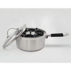 Professional 6-Cup Egg Poacher Stainless with Silicone Spatula by ExcelSteel
