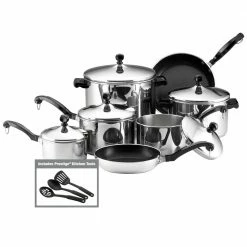 Classic Series 15-Piece Stainless Steel Nonstick Cookware Set by Farberware