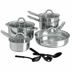 Cuisine Select Abruzzo 12-Piece Stainless Steel Nonstick Cookware Set by Gibson Home