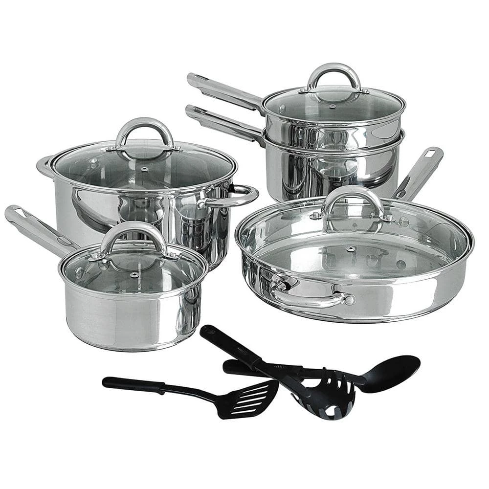 Cuisine Select Abruzzo 12-Piece Stainless Steel Nonstick Cookware Set by Gibson Home