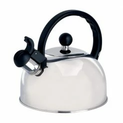 Spring 10-Cup Silver Stainless Steel Whistling Kettle by Gibson