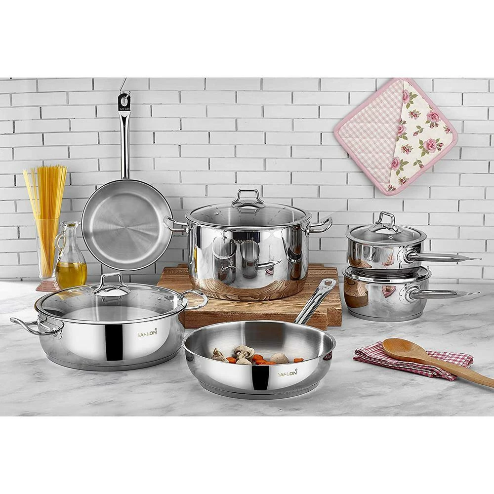 10-Piece Stainless Steel Assorted Cookware Set with Glass Lids by CONTEXT - Image 2