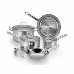 Performa 12-Piece Stainless Steel Cookware Set with Glass Lids by T-fal