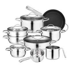 Miki 14-Piece Stainless Steel Non Stick Cookware Set by Velaze