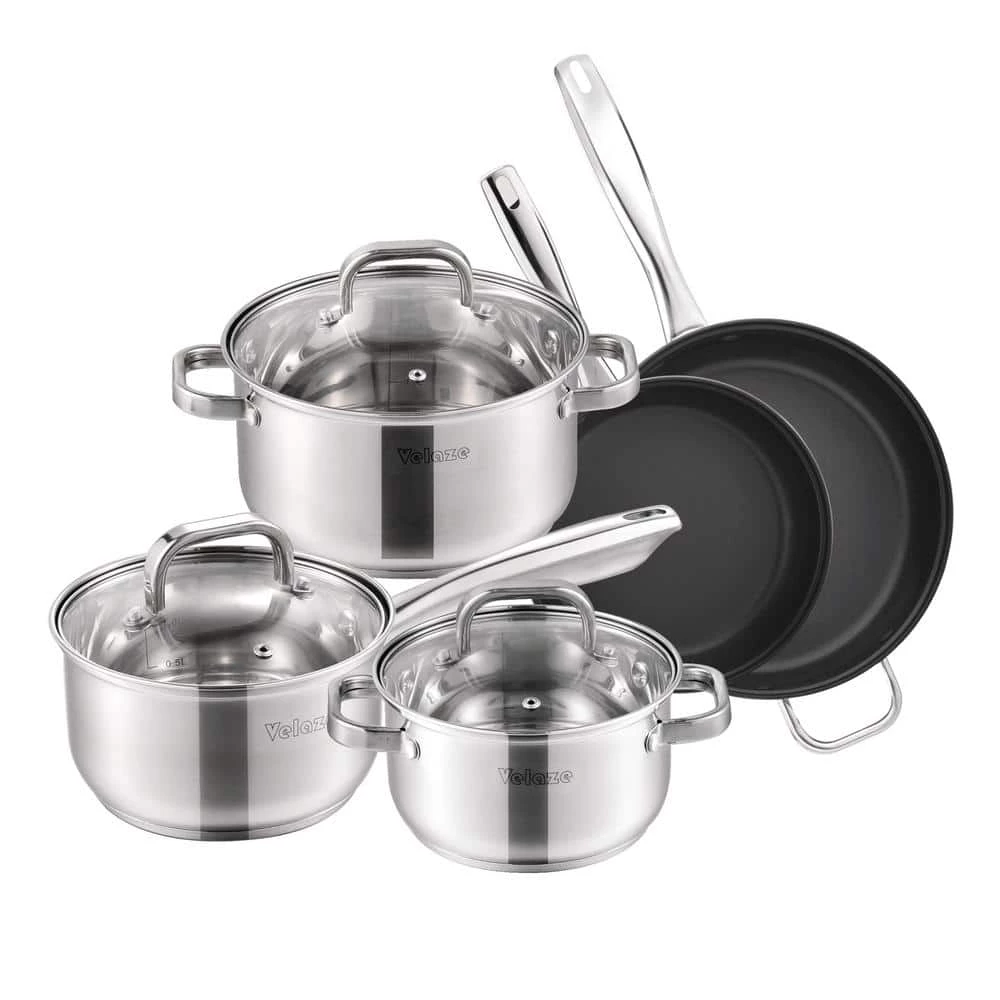 Eloria 8-Piece Stainless Steel Non Stick Cookware Set by Velaze
