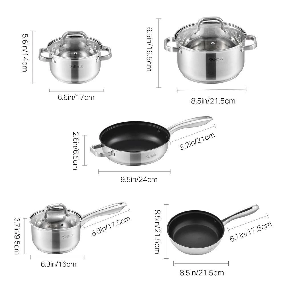 Eloria 8-Piece Stainless Steel Non Stick Cookware Set by Velaze - Image 3