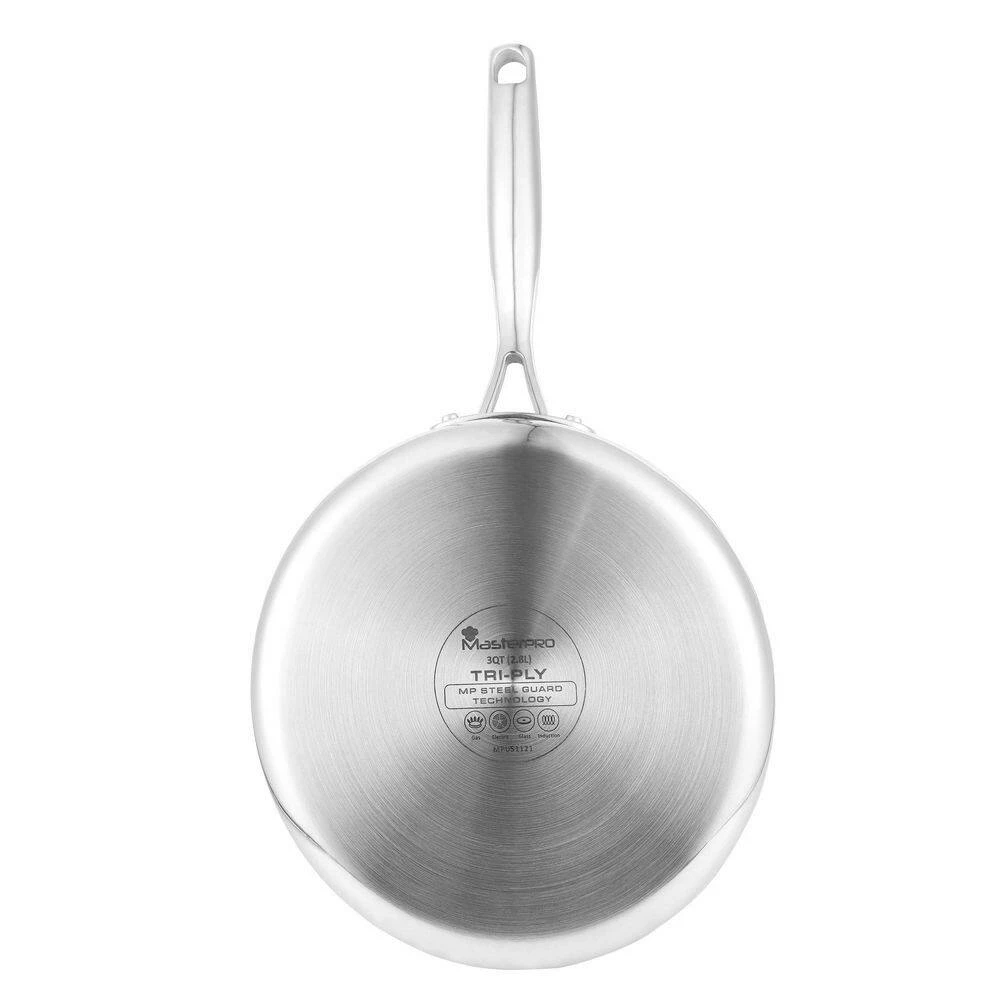 Giro 3 qt. Stainless Steel Nonstick Saute Pan with Lid by MasterPRO - Image 4