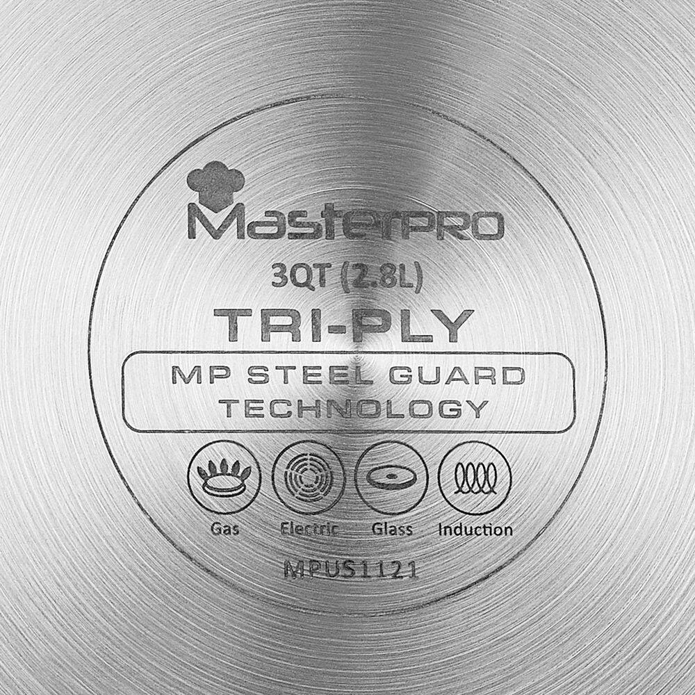 Giro 3 qt. Stainless Steel Nonstick Saute Pan with Lid by MasterPRO - Image 5