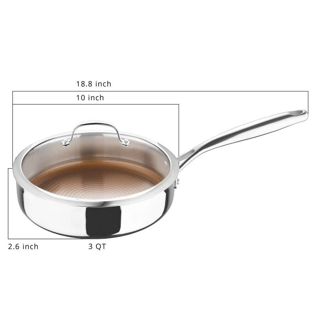 Giro 3 qt. Stainless Steel Nonstick Saute Pan with Lid by MasterPRO - Image 2