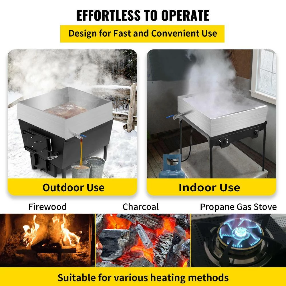 24 in. x 24 in. x 7 in. Maple Syrup Evaporator Pan 304-Stainless Steel Maple Syrup Cooker for Boiling Maple Syrup by VEVOR - Image 6