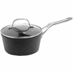The Rock 2 qt. Aluminum Nonstick Sauce Pot in Black Speckle with Glass Lid by Starfrit
