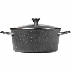 The Rock 7.2 qt. Aluminum Nonstick Stock Pot in Black Speckle with Glass Lid by Starfrit