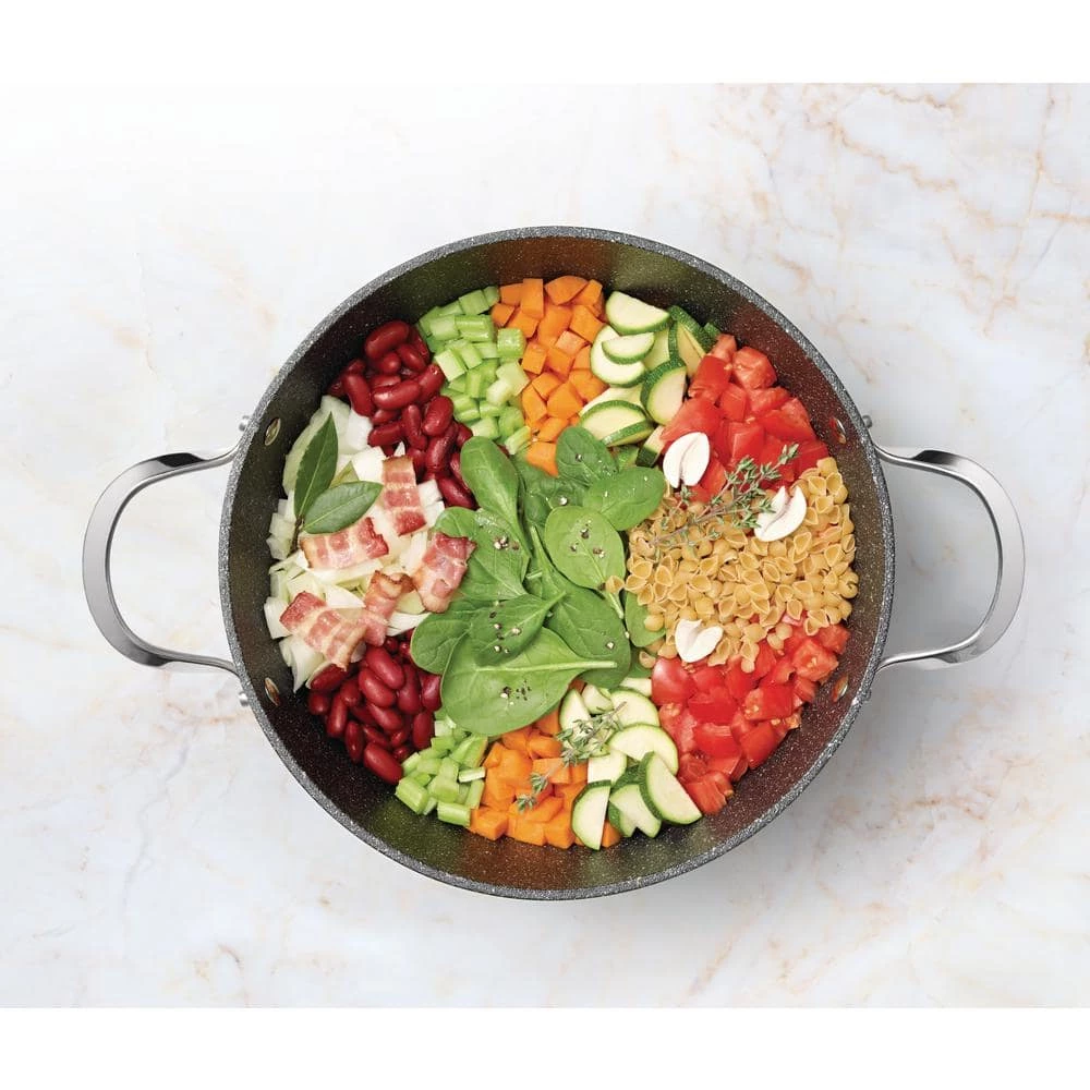 The Rock 7.2 qt. Aluminum Nonstick Stock Pot in Black Speckle with Glass Lid by Starfrit - Image 2