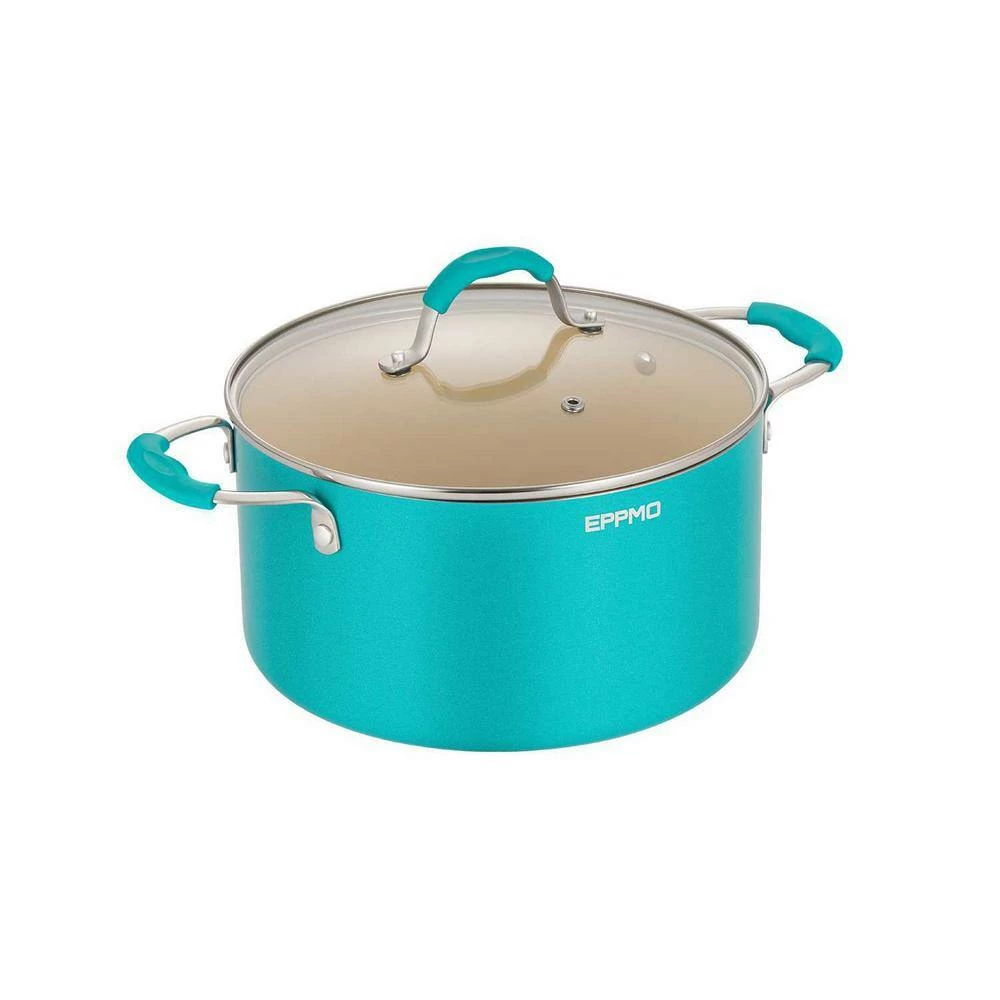 5.9 Qt. Ceramic Aluminum Nonstick Stock Pot in blue with Lid by EPPMO - Image 4