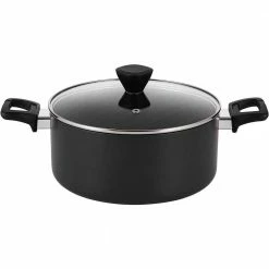 4.94 Qt. Hard-Anodized Aluminum Nonstick Stock Pot in Black with Lid by EPPMO
