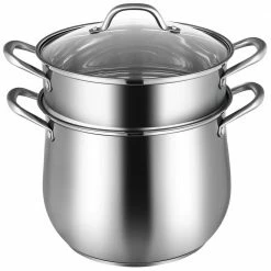 4.2 qt. Stainless Steel Stock Pot with 2 qt. Steamer Insert and Lid by WELLFOR