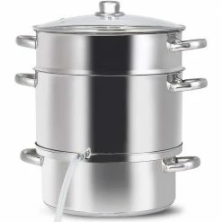 11 qt. Stainless Steel Multi-Lever Fruit Juicer Steamer Stock Pot by ANGELES HOME