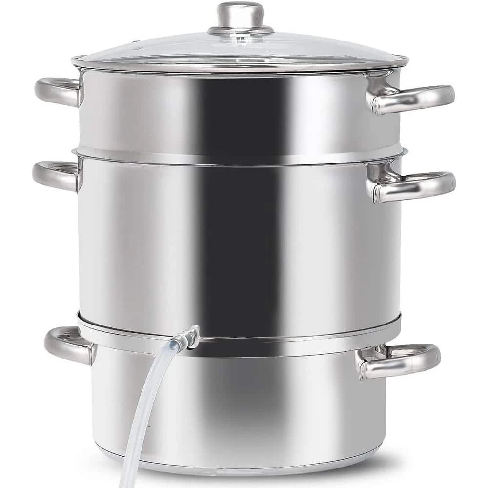11 qt. Stainless Steel Multi-Lever Fruit Juicer Steamer Stock Pot by ANGELES HOME