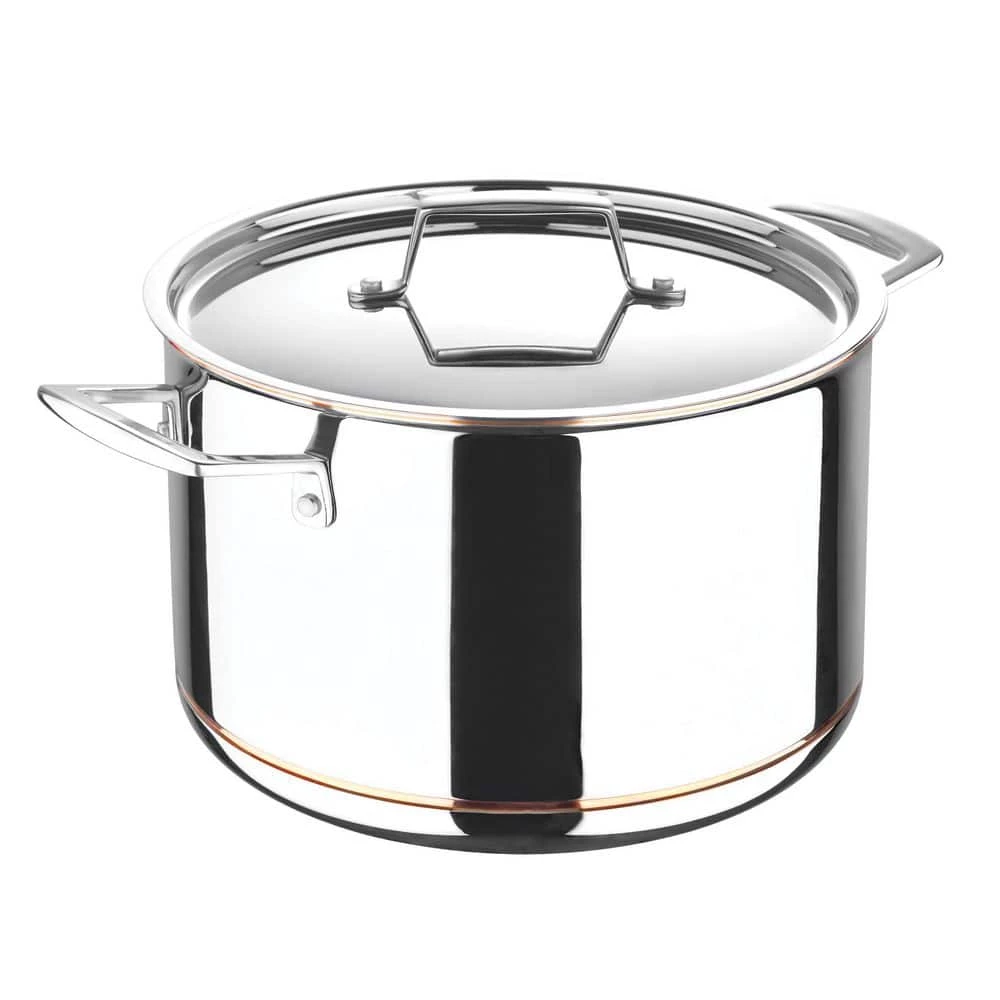 5CX 8 qt. Stainless Steel 5-Ply Copper Core Stock Pot with Lid by MasterPRO