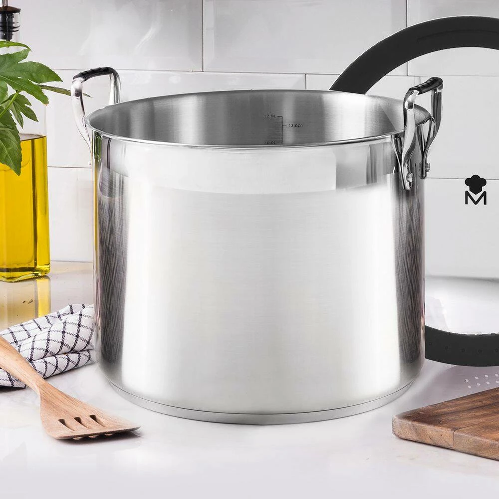 Nesting Stainless Steel Collection 13.2 qt. Covered Stock Pot by MasterPRO - Image 3