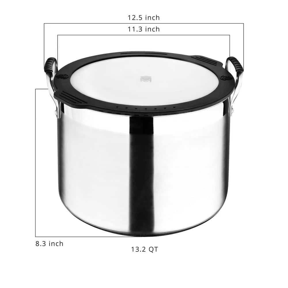 Nesting Stainless Steel Collection 13.2 qt. Covered Stock Pot by MasterPRO - Image 4