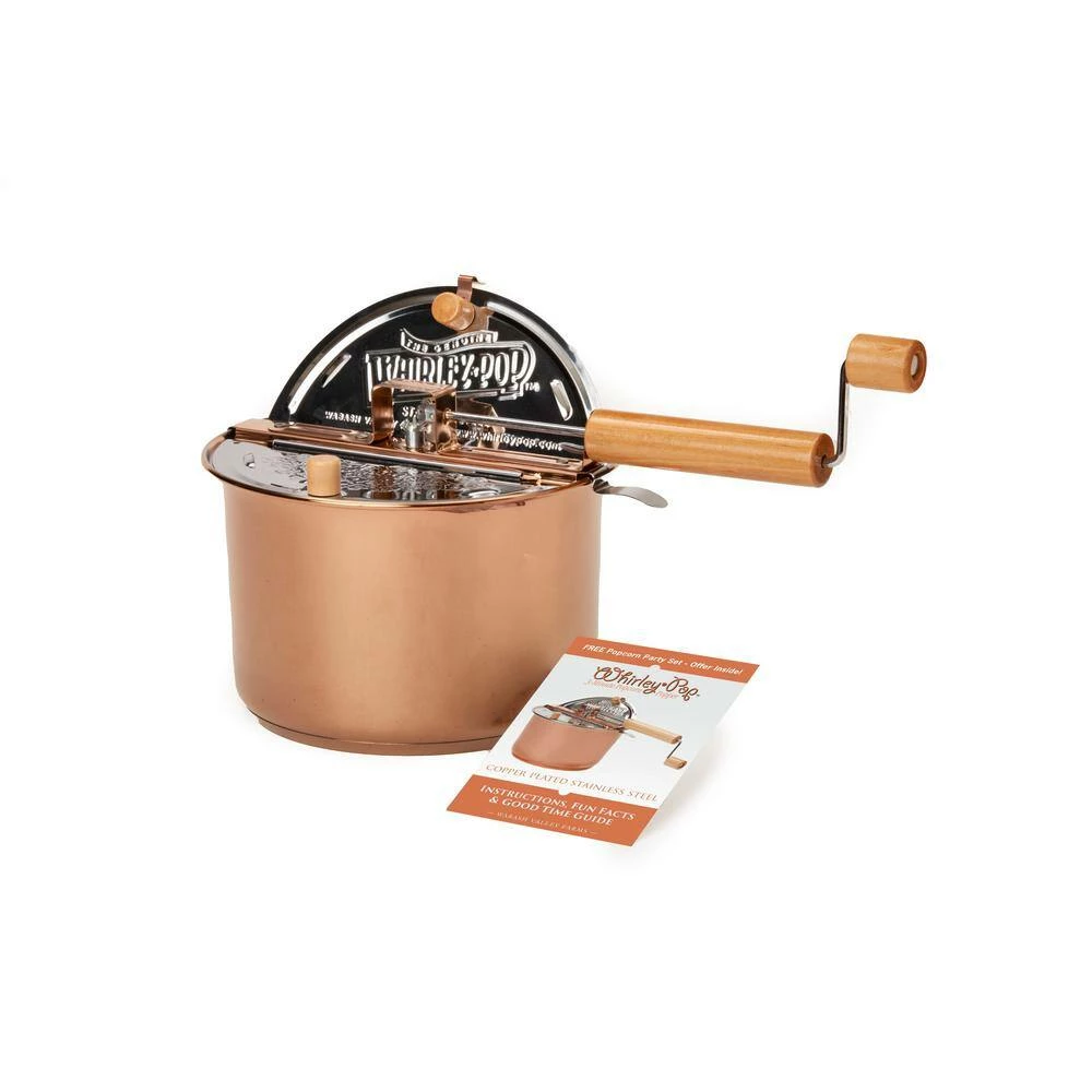 6 qt. Copper Plate Stainless Steel Stovetop Popcorn Popper Poppin' by to Wish You Happy Holidays Set by Whirley-Pop - Image 2