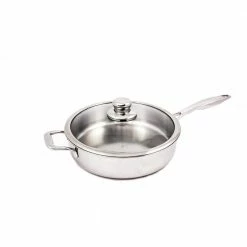 Premium Clad 4.2 qt. Stainless Steel Saute Pan with Glass Lid by Swiss Diamond