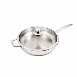 Premium Clad 5.3 qt. Stainless Steel Saute Pan with Glass Lid by Swiss Diamond