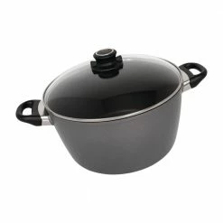 Swiss Titan 8.5 qt. Titanium Nonstick Stock Pot in Gray with Glass Lid by Swiss Diamond