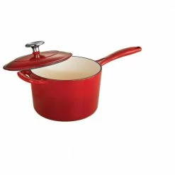 Gourmet 2.5 qt. Enameled Cast Iron Sauce Pan in Gradated Red with Lid by Tramontina
