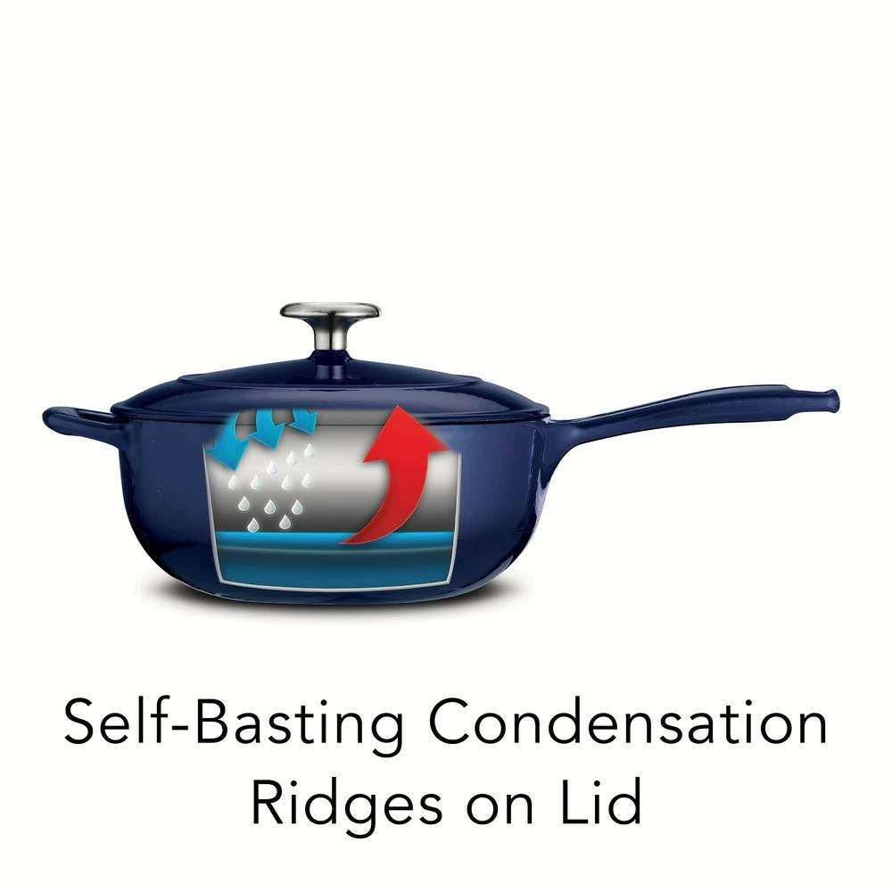 Gourmet 3 qt. Enameled Cast Iron Saucier in Gradated Cobalt with Lid by Tramontina - Image 7