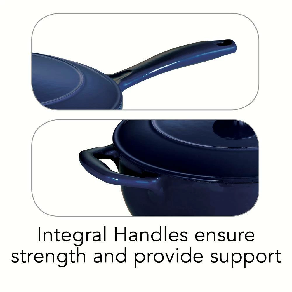 Gourmet 3 qt. Enameled Cast Iron Saucier in Gradated Cobalt with Lid by Tramontina - Image 5