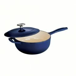 Gourmet 3 qt. Enameled Cast Iron Saucier in Gradated Cobalt with Lid by Tramontina