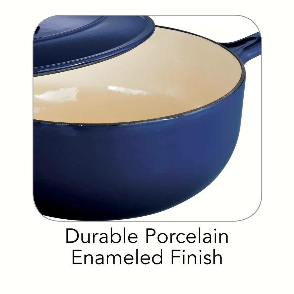 Gourmet 3 qt. Enameled Cast Iron Saucier in Gradated Cobalt with Lid by Tramontina - Image 4