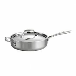 Gourmet Tri-Ply Clad 3 qt. Stainless Steel Saute Pan with Lid by Tramontina
