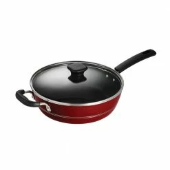 Sicilia 4.5 qt. Aluminum Nonstick Covered Saute Pan in Raspberry by Tramontina