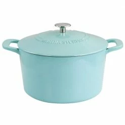 7 qt. Round Turquoise Enameled Cast Iron Dutch Oven with Lid by MARTHA STEWART