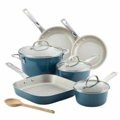 Ayesha Home Collection Porcelain Enamel Nonstick Cookware Set, 10-Piece, Twilight Teal by Ayesha Curry