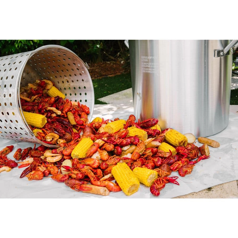 84 qt. Aluminum Cooking Stock Pot with Basket for Steaming Tamales Seafood Crawfish Boiler with Lid by Unbranded - Image 5