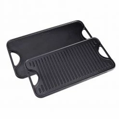 18.5 in x 10 in Black, Cast Iron Reversible Griddle/Skillet. Compatible on all Cooking Surfaces by Victoria