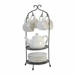 4-Cup White, Dark Bronze Porcelain Teapots by A & B Home
