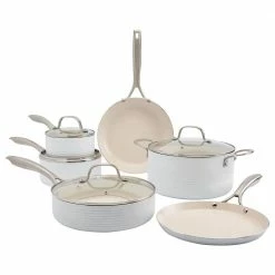 Monaco 10-Piece White Aluminum Non-Stick Cookware Set by Denmark