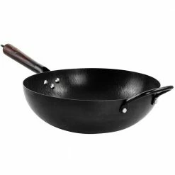 12 in. Carbon Steel Wok with Wooden Handle in Black by Spice BY TIA MOWRY