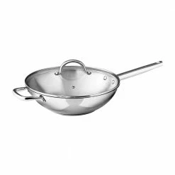 12 in. Stainless Steel Nonstick Stir Fry Pan with Lid by BERGNER