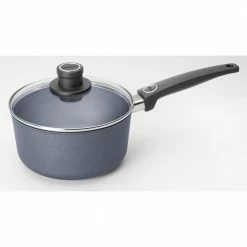 Diamond LITE Induction 2.6 qt. Cast Aluminum Nonstick Sauce Pan in Gray with Glass Lid by Woll