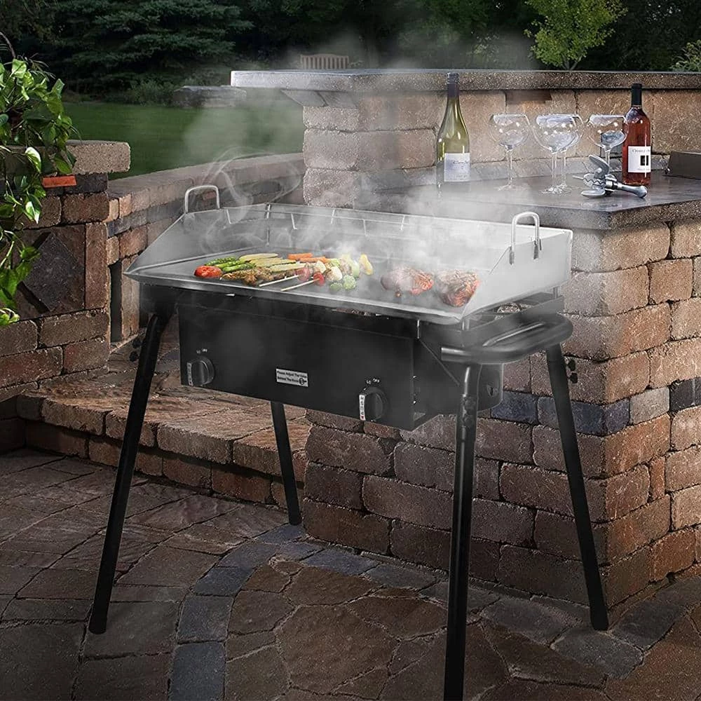 32 in. x 17 in. Stainless Steel Flat Top Grill Pan Double Burner Griddle by XtremepowerUS - Image 4